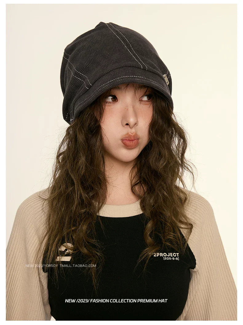 YORSOY Casual Face Small Bag Head Pile Cold Hat