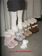 Donkey Velvet Mid Calf Cotton Martin Boots