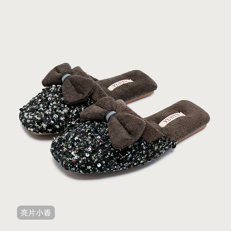 French Elegant Velvet Home Slippers