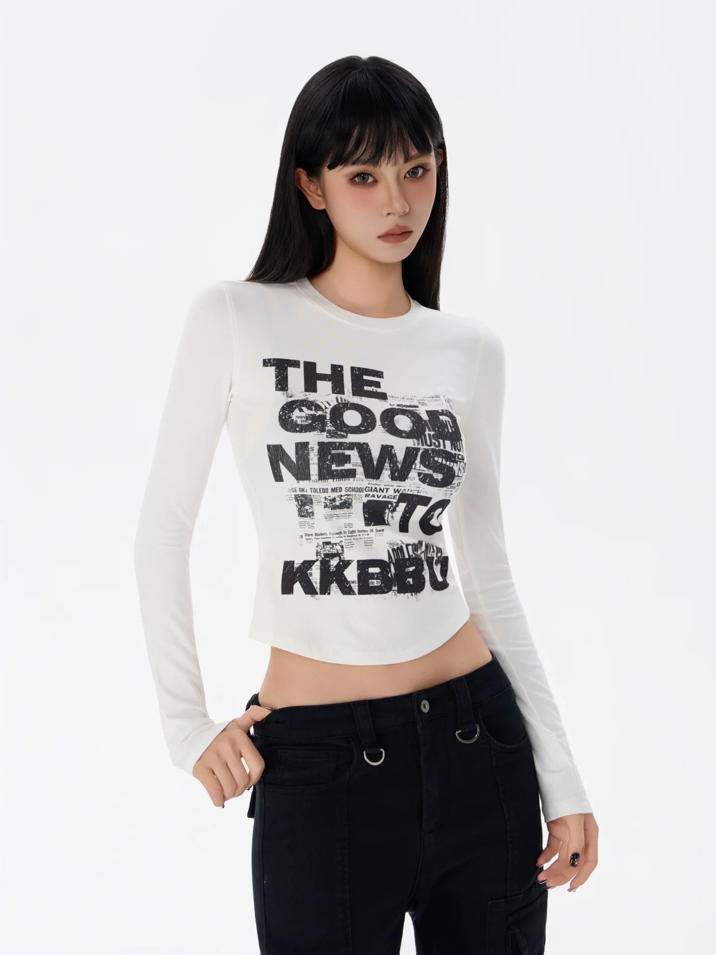 KKBBU Hot Girl Letter Printed Long Sleeve T Shirt