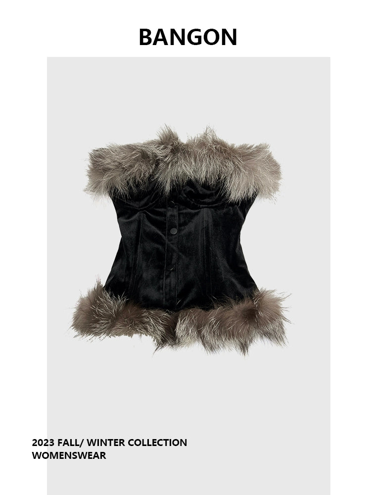 BANGON Maomao Tube Top High-Waist Two-Piece Suit Skirt