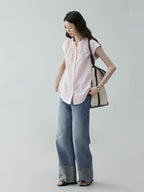 VOOE Crew Neck Small Fly Sleeve Commuter Shirt