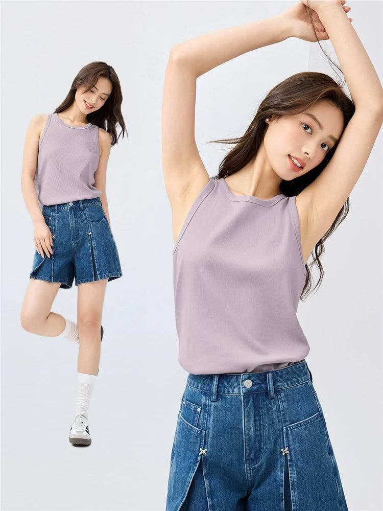 Giordano Elastic Pit Strip Slim Fit Crew Neck Sleeveless Tee