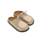 INTAO Cowhide Lace Up Birkenstock Half Slippers