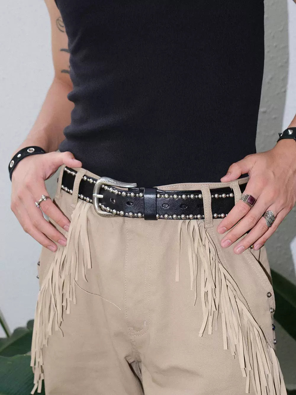Darkblue Store Genuine Cowhide Rivet Punk Street Belt