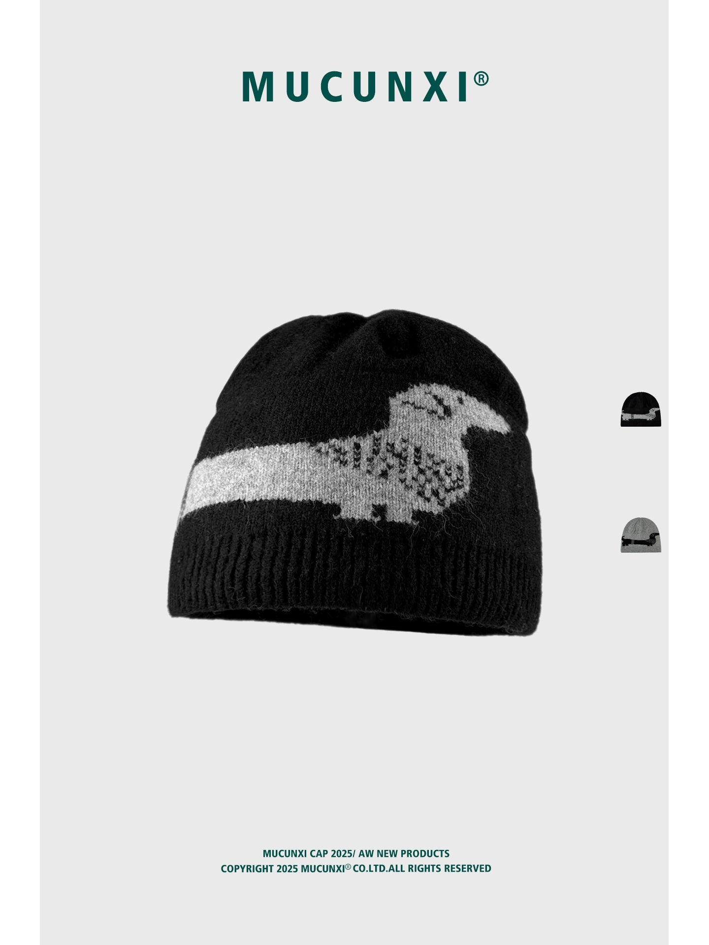 MUCUNXI Wool Blend Dachshund Jacquard Knit Beanie