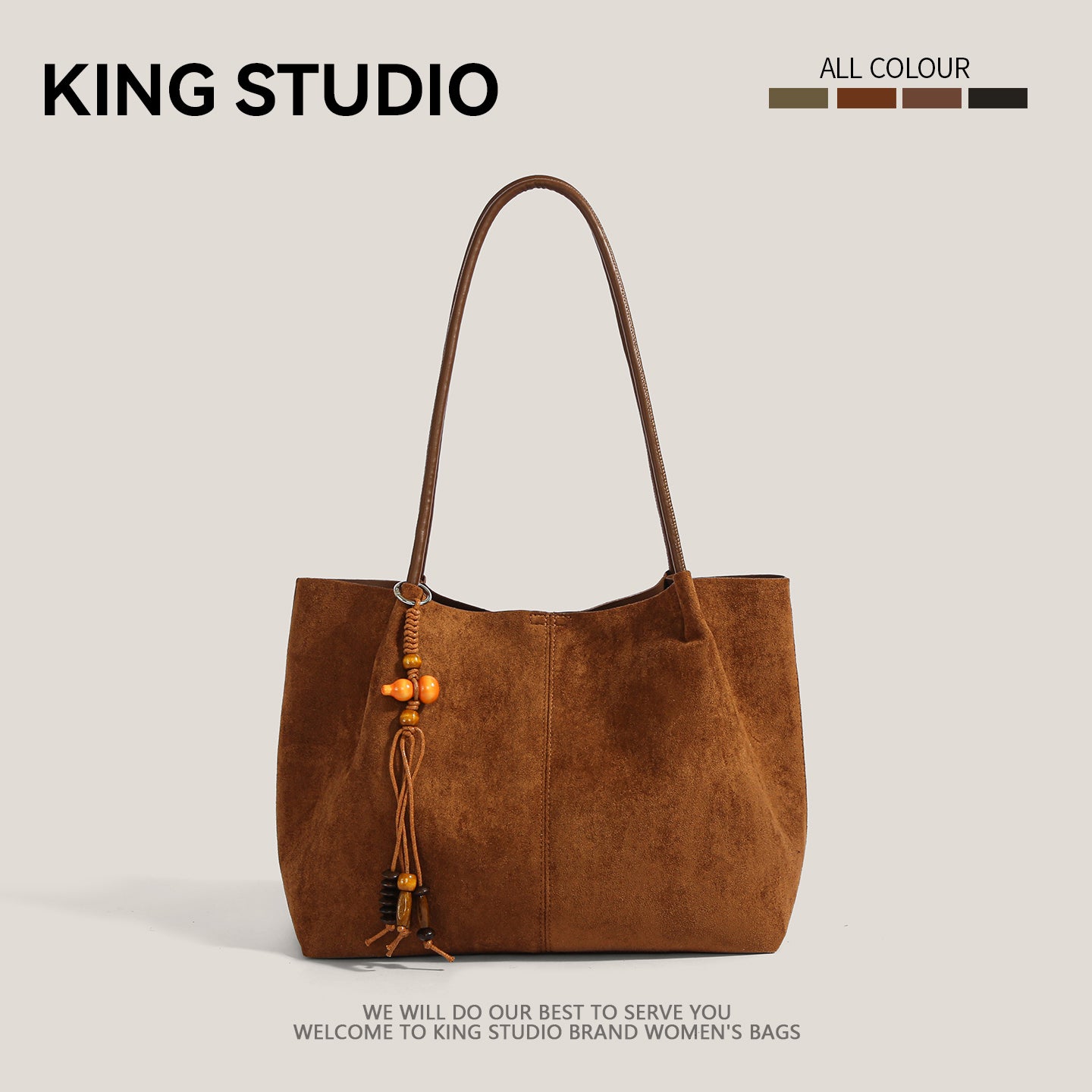 DrinKing Large Retro Suede Tote Bag