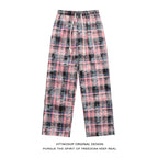HTTAOSUP Retro Plaid Wide-Leg Pants