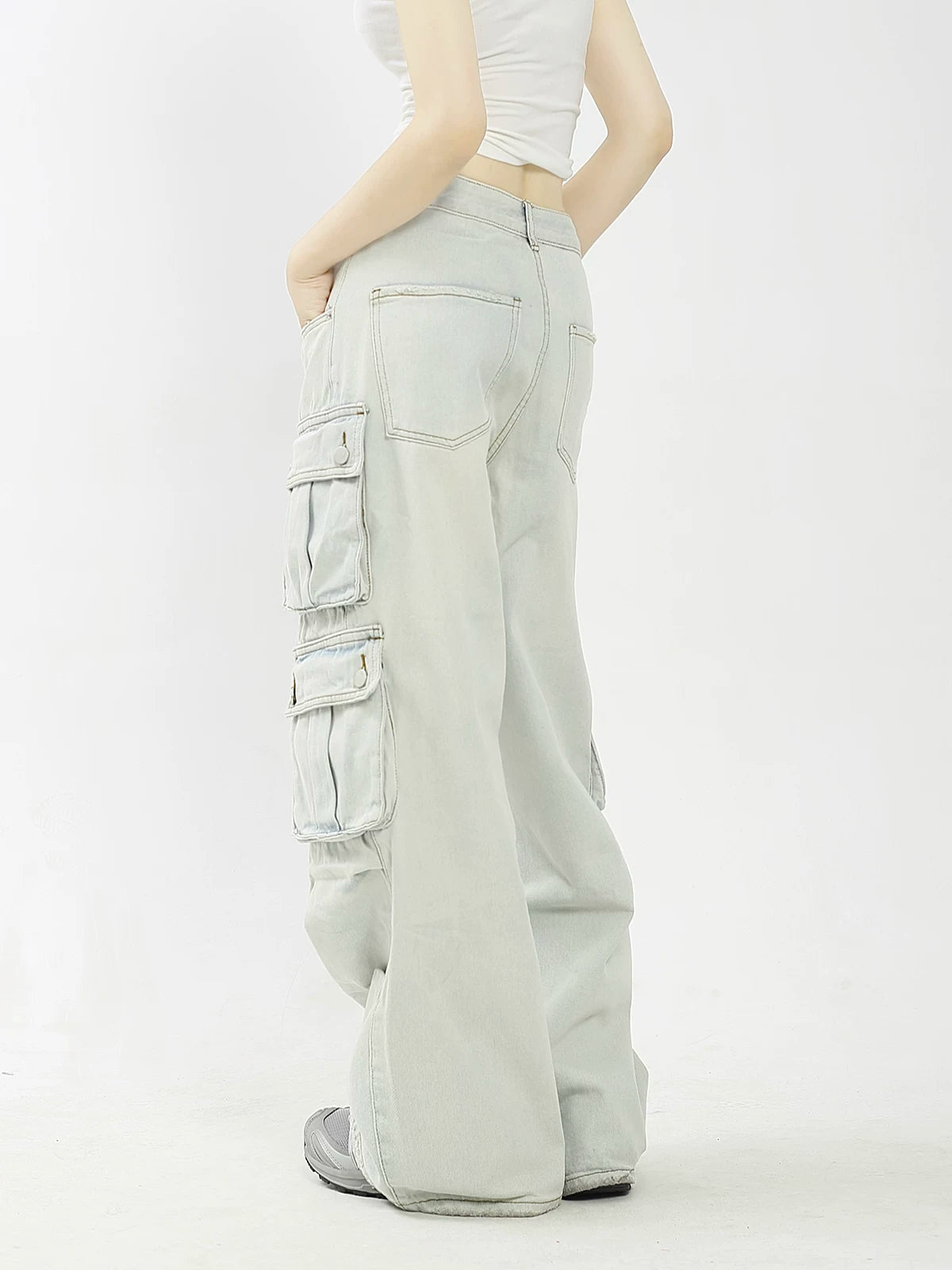 KKBBU Multi Pocket Washed Straight Work Jeans