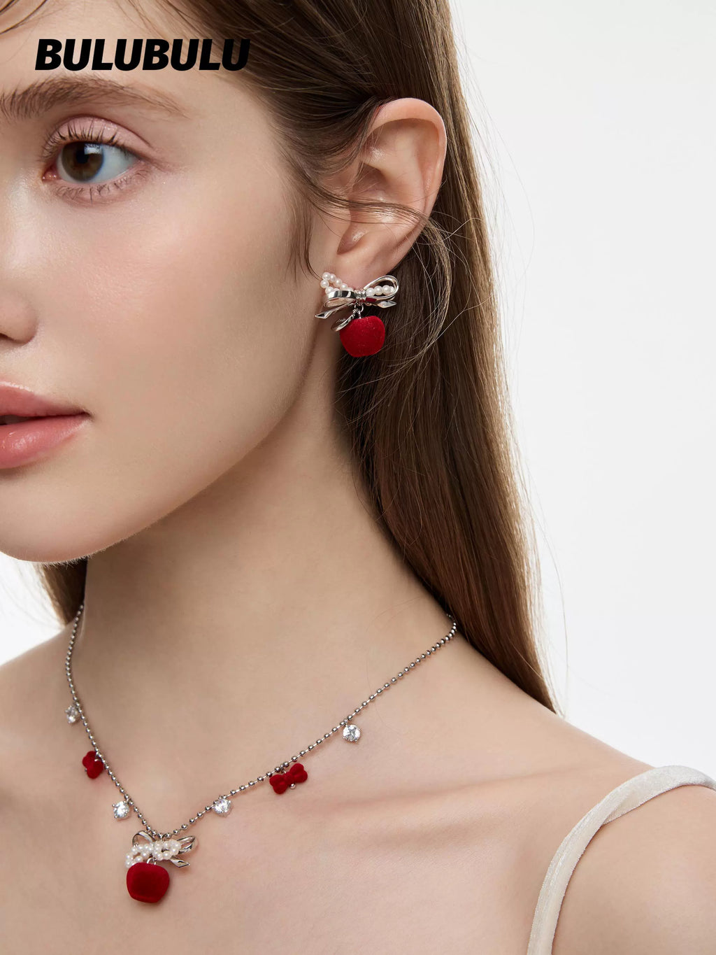BULUBULU Apple Law Red Apple Bow Earrings