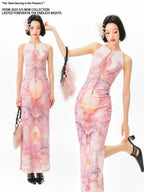 YEDM Floral Print Cheongsam Dress