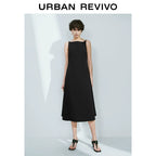 URBAN REVIVO Temperament Back Zipper Waist Sleeveless Dress