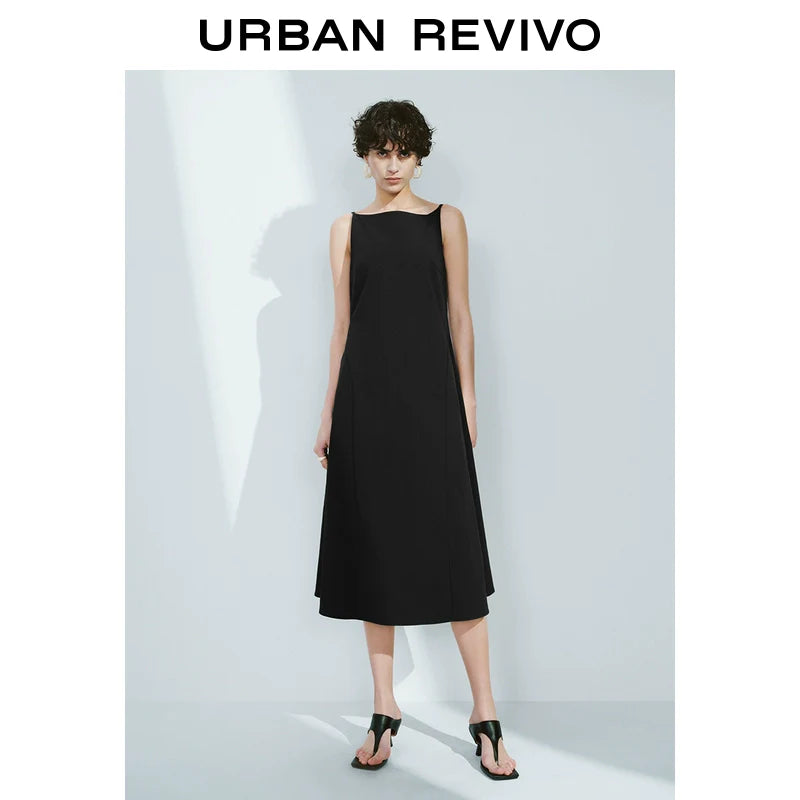 URBAN REVIVO Temperament Back Zipper Waist Sleeveless Dress
