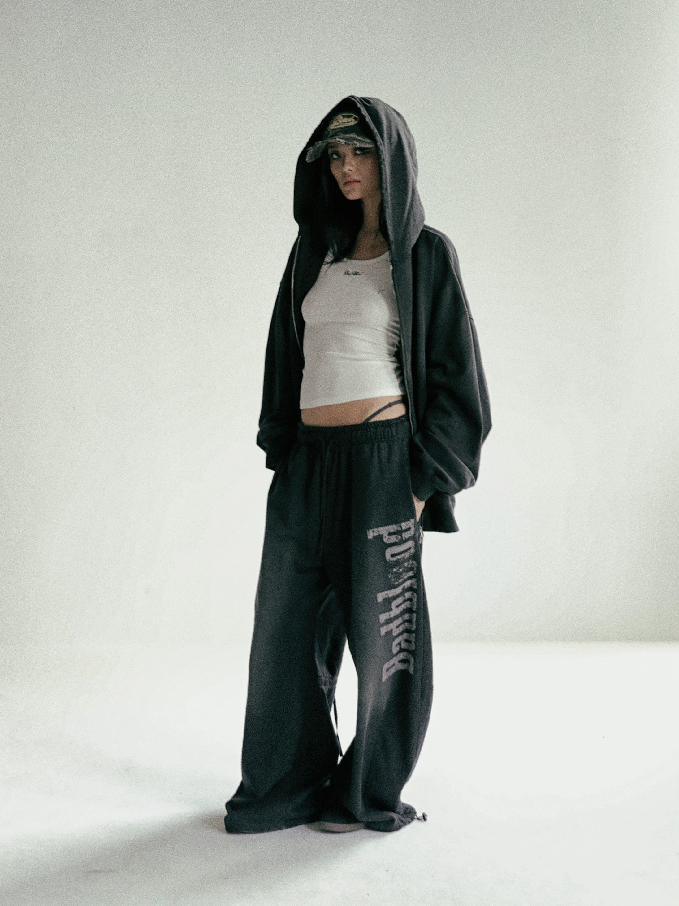 BADBLOOD High-Waist Loose Wide-Leg Sweatpants