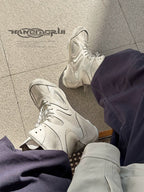 HANQIAORJI High-top German Training Shoes White Splicing Boxing Boots