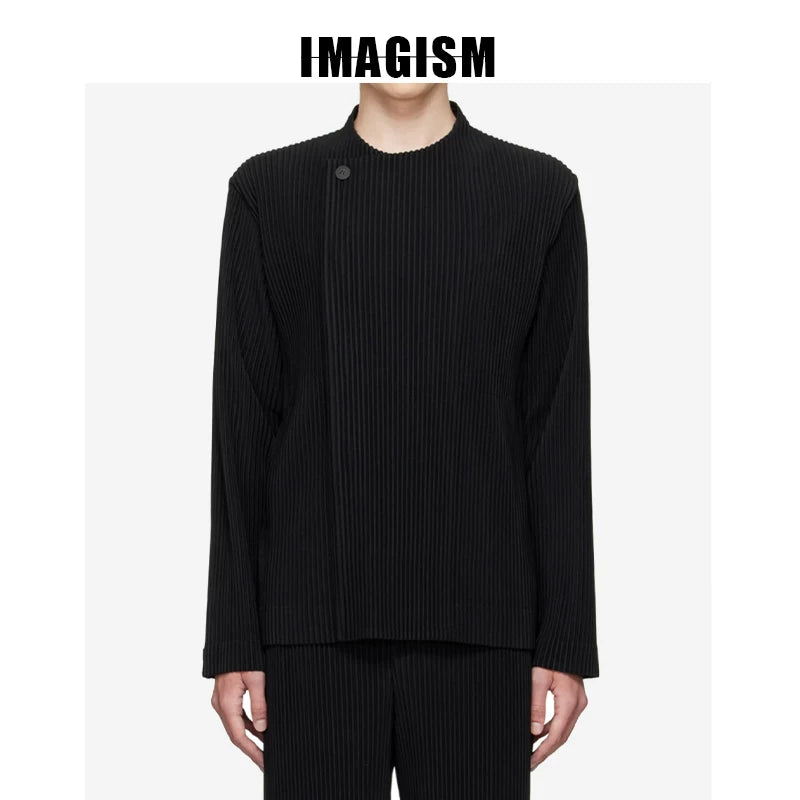 IMAGISM Japanese Non Miyake Pleated Collarless Suit Jacket JD166