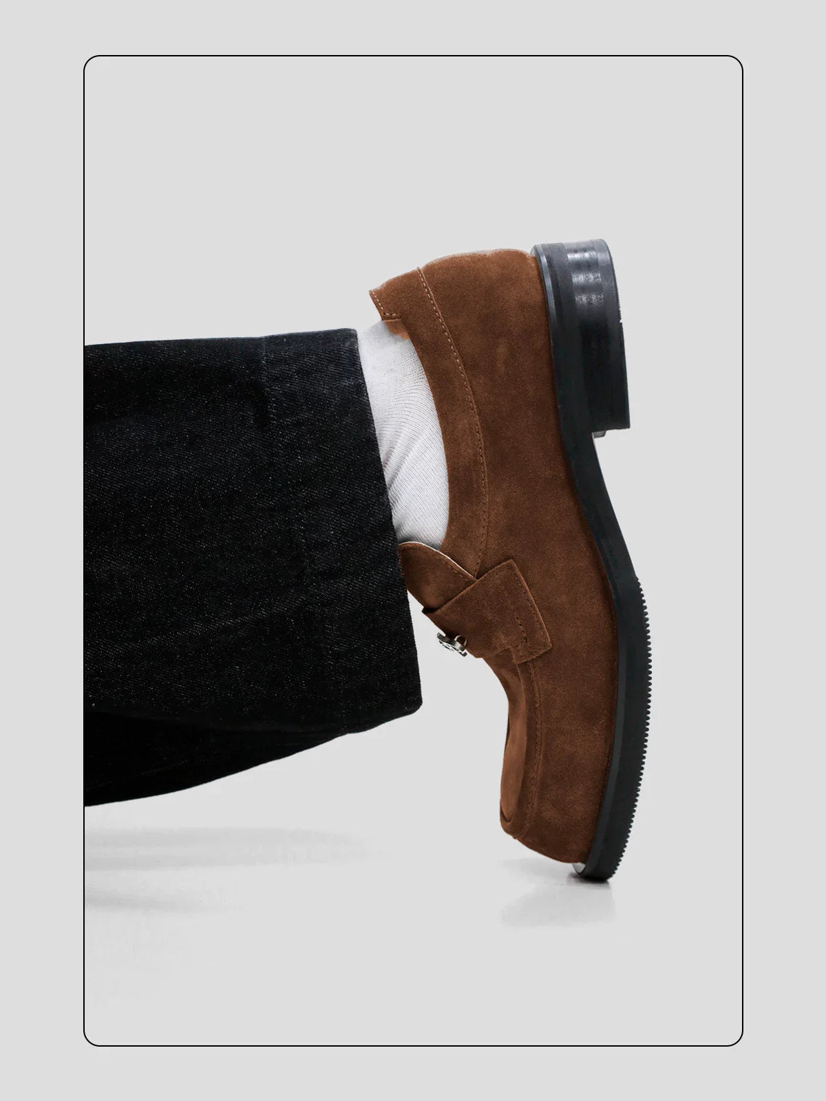 HANQIAORJI Old Money Style Brown Suede Cowhide Loafers