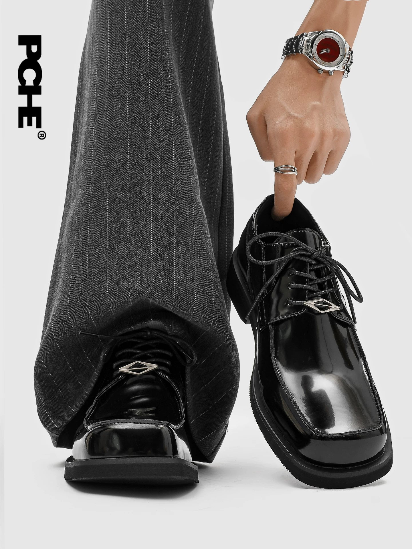 Pu Chen PUCH Solid Color Breathable Leather Shoes