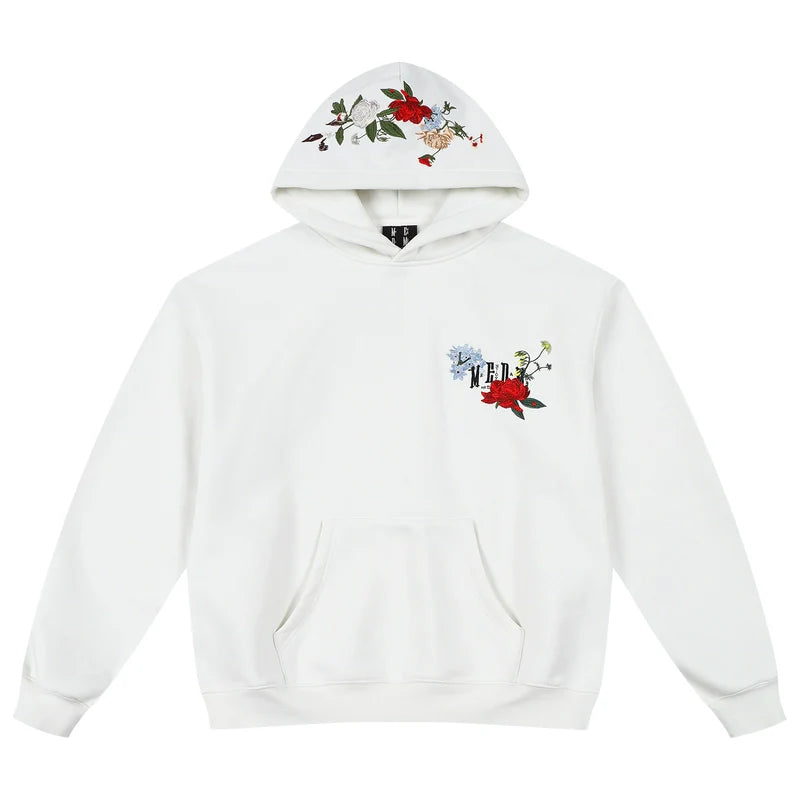 MEDM Floral Embroidered Casual Hooded Sweater