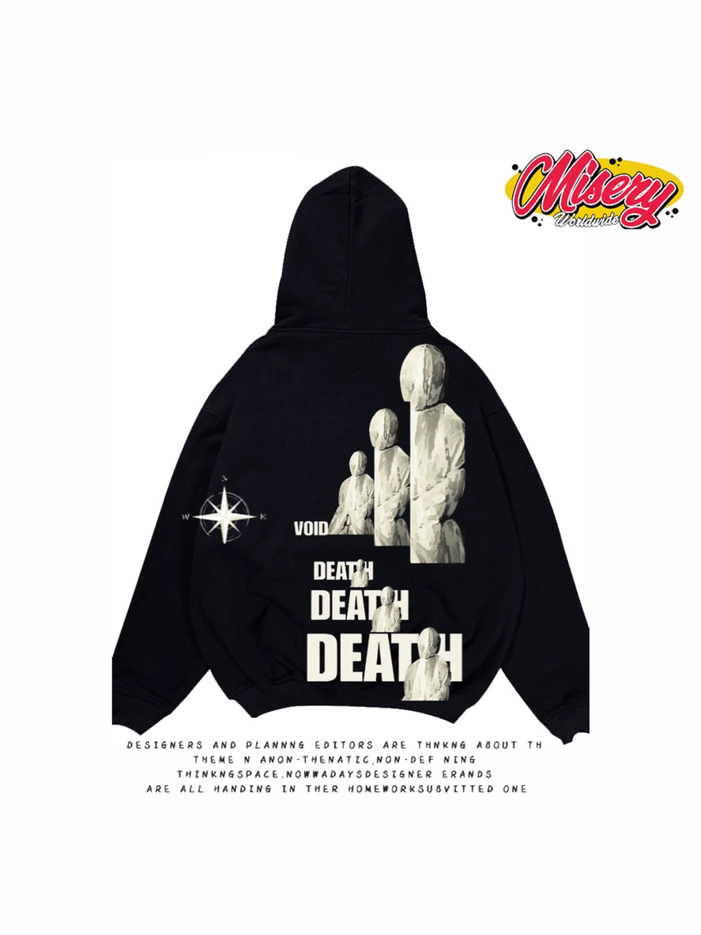 GOODGOD Death Stone Retro Loose Hooded Sweatshirt