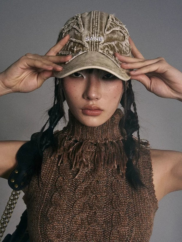 SANB Washed Collage Heavy Industry Waste Soil Denim Cap