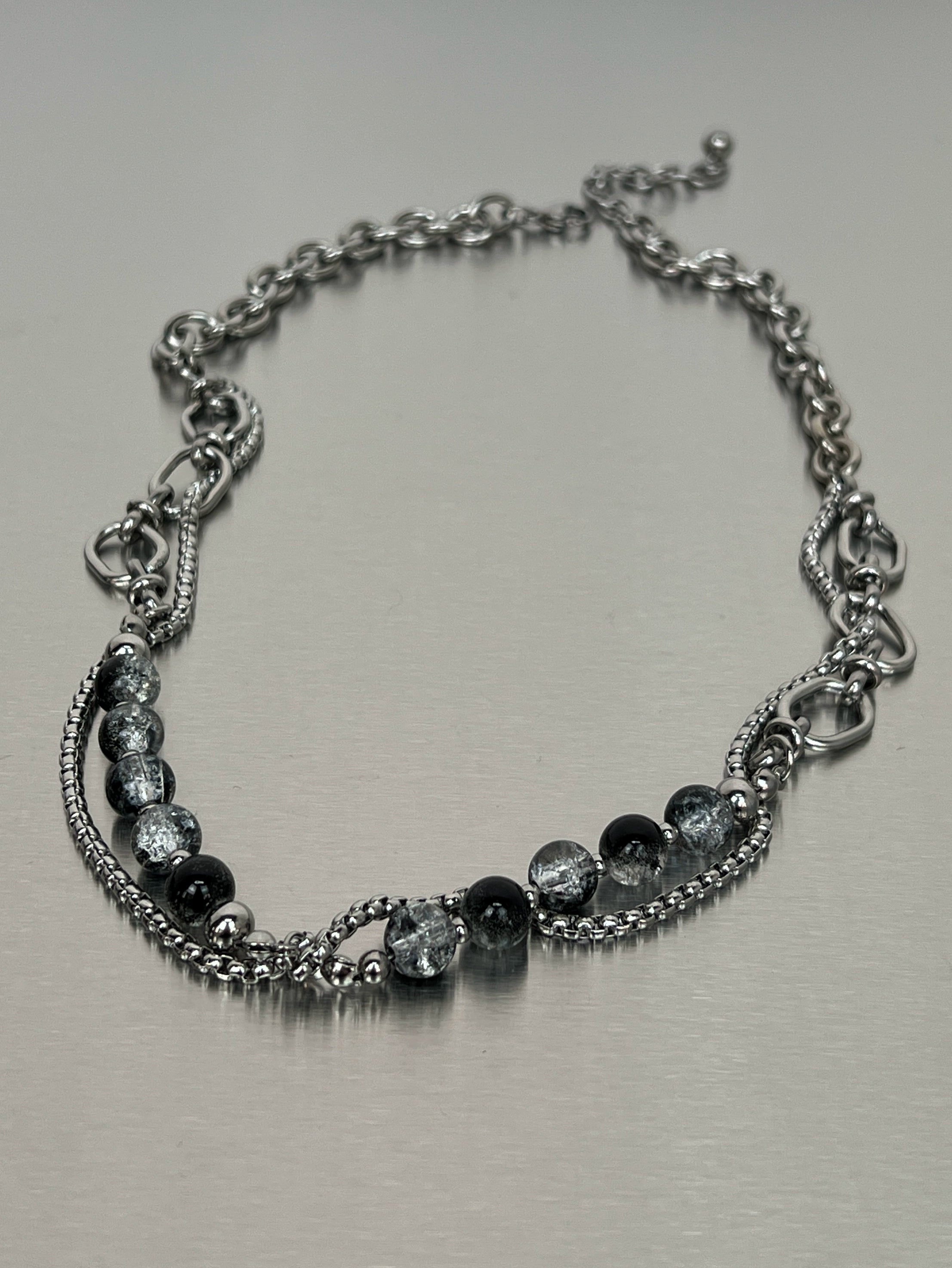 Original Double-Layer Bead Titanium Steel Clavicle Necklace