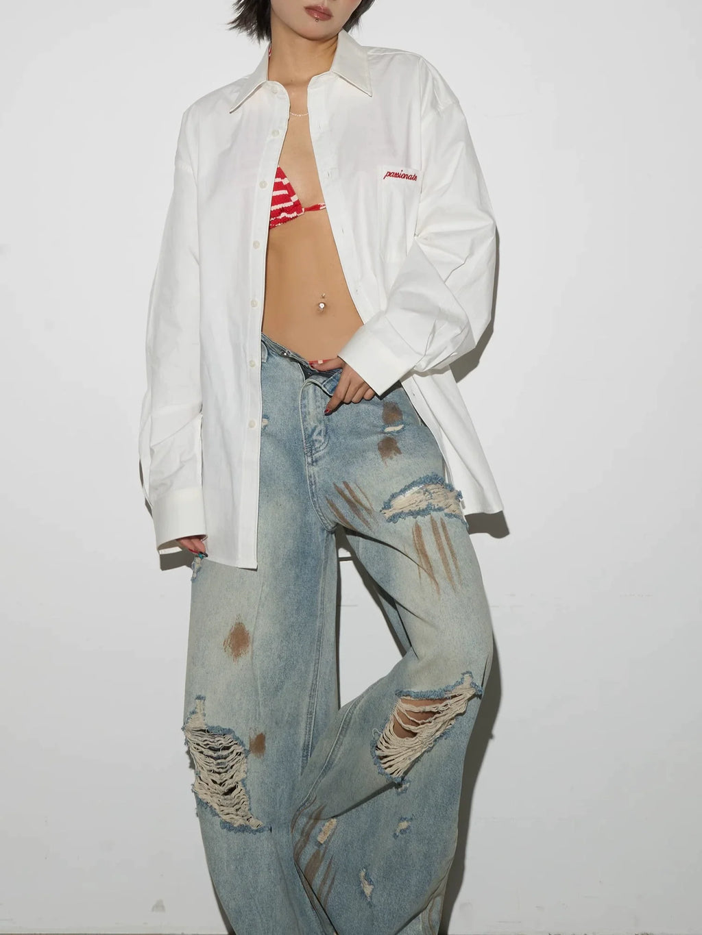 MICHINNYON Embroidered Alphabet Shirt Casual Jacket