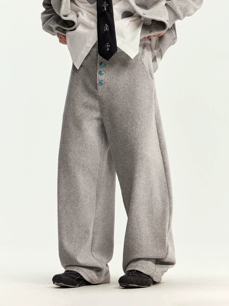 CoosRetro Corduroy Back Pocket Embroidered Casual Scimitar Pants