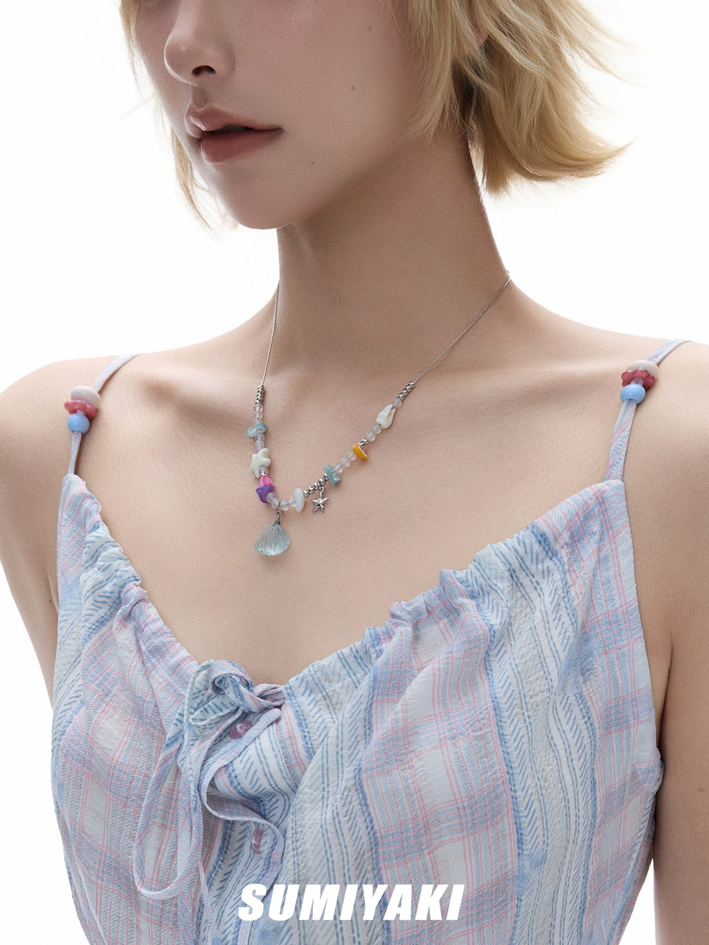 Fukai Stone Aquamarine Crystal Necklace