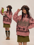 Mr. Jiangnan NewJNXS “Fair Isle Night” Stand Collar Jacquard Sweater