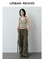 Urban Revivo Workwear Elastic Strap Wide Leg Pants
