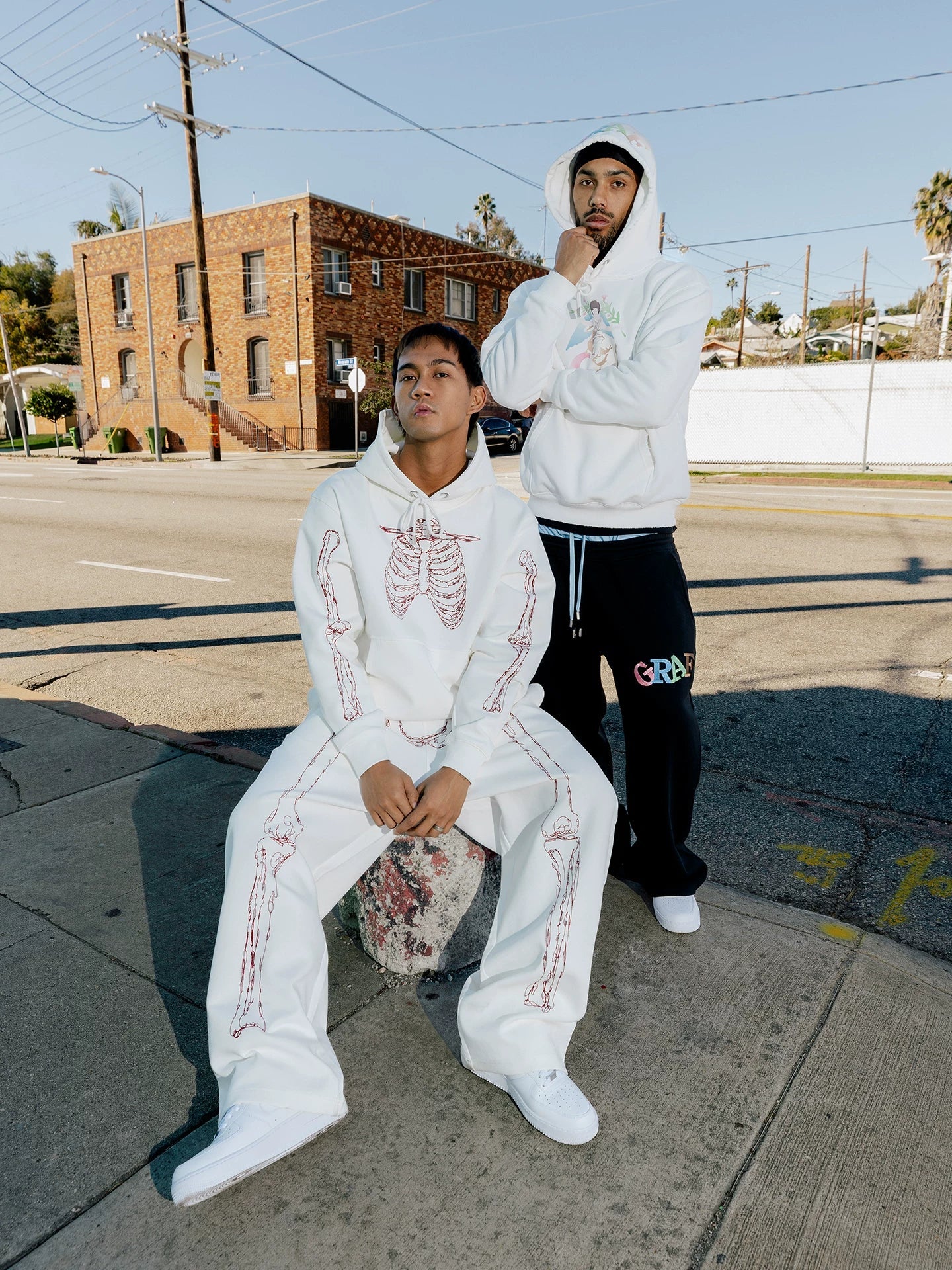 GRAF Rib Embroidered Versatile Double Hooded Sweater