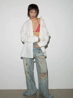 MICHINNYON Embroidered Alphabet Shirt Casual Jacket