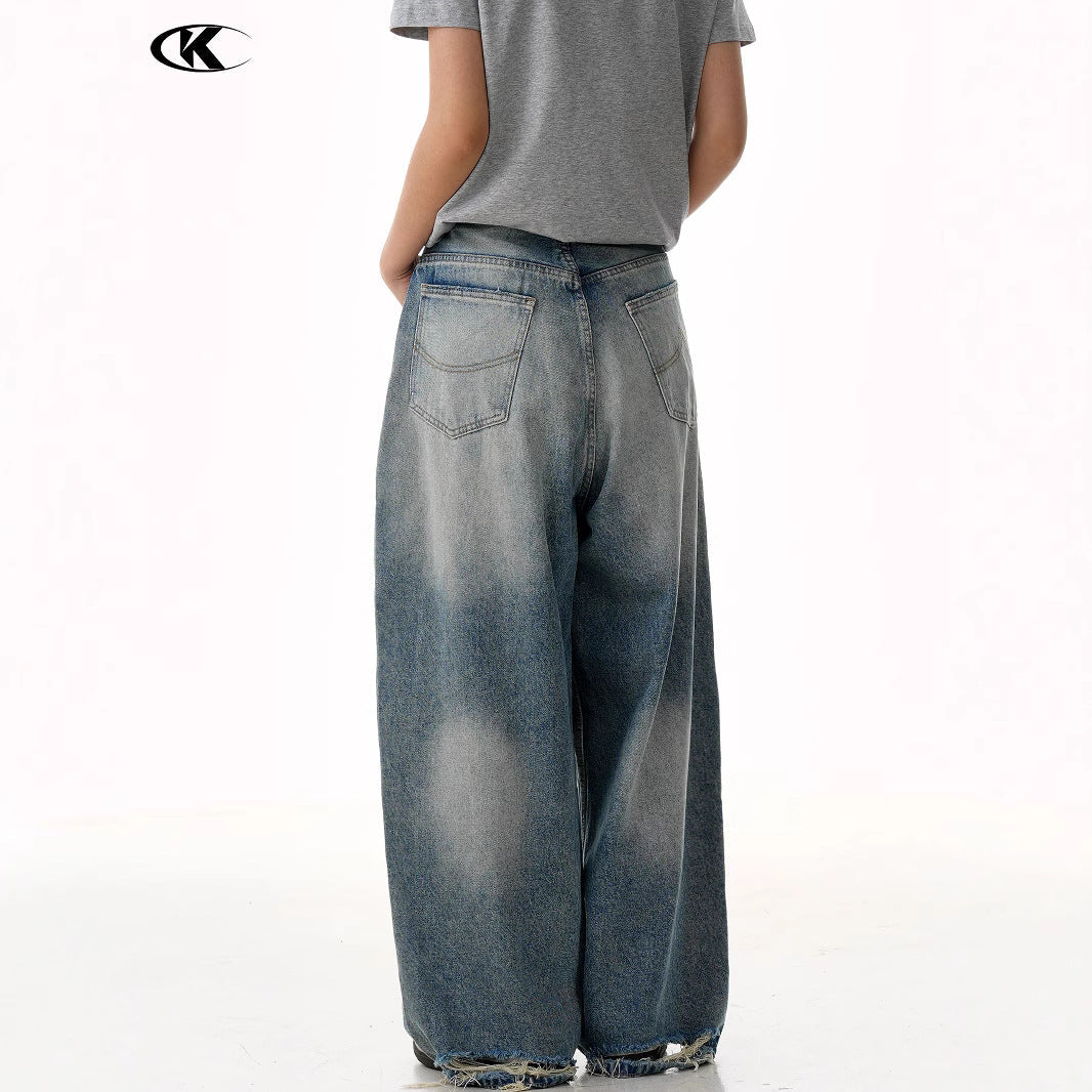 11KN Straight and Thin Three-dimensional Loose Jeans