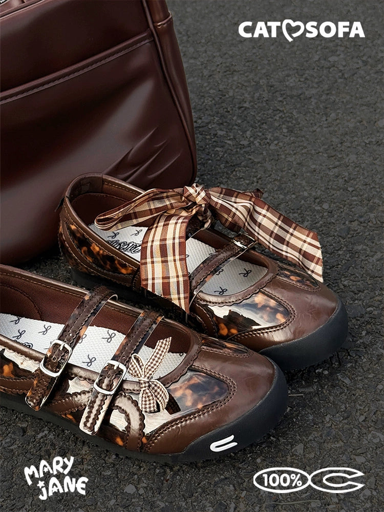 Cat & Sofa Mary Jane Brown Leopard Flats