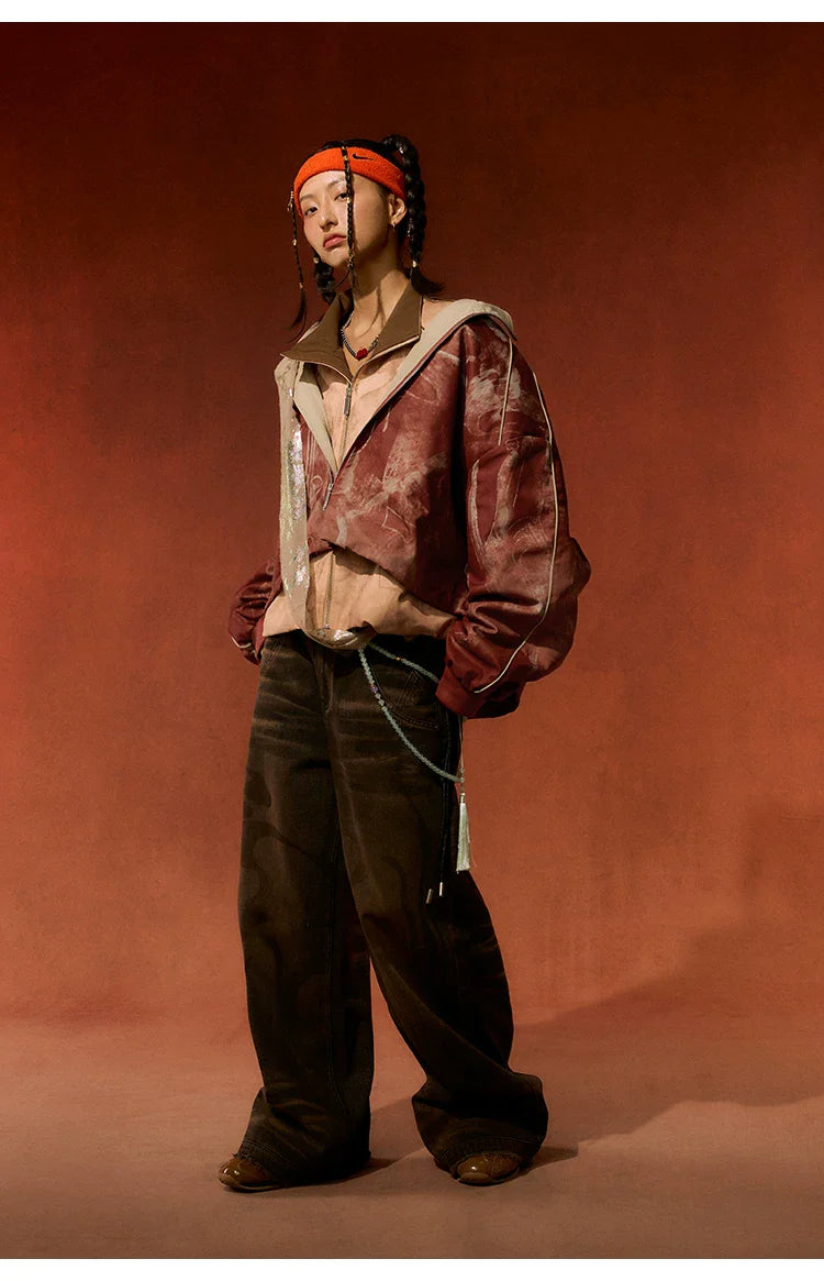 BJHG Contrasting Print Short Jacket