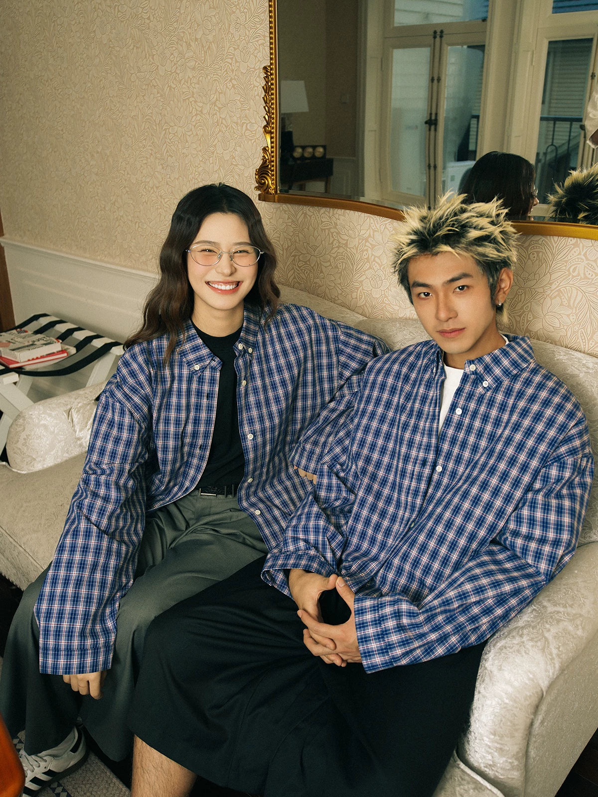 SOSTINE Upstart Relaxed Plaid Lapel Shirt