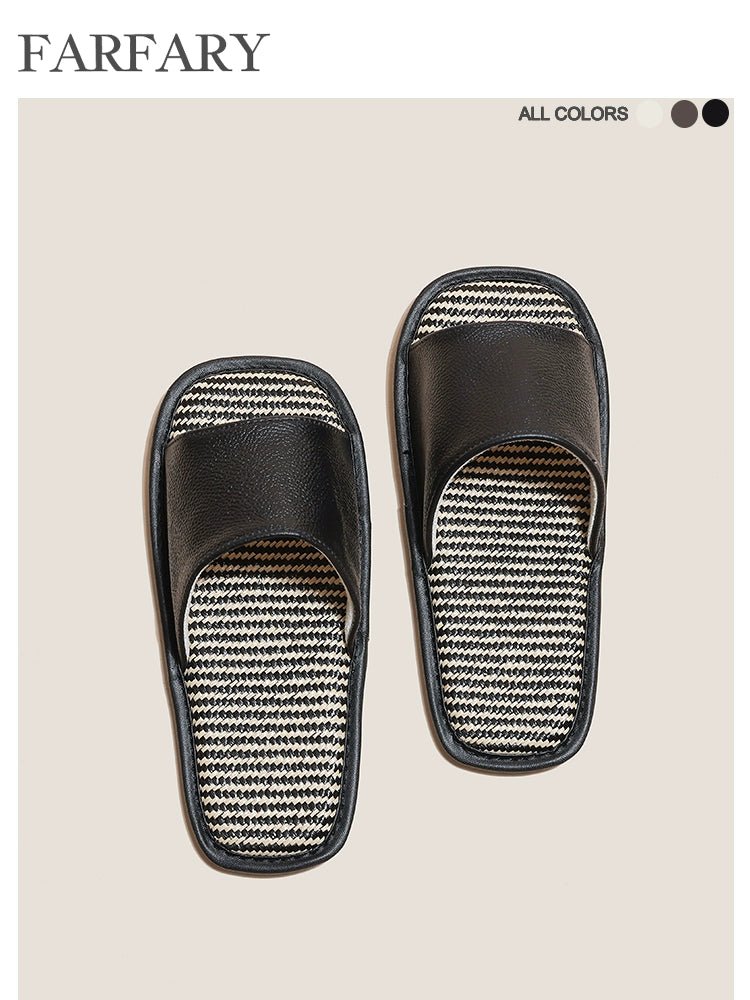 Farfary Cowhide Luxury Indoor Slippers