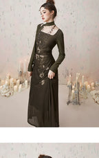 Imone Butterfly Print Pleated Mesh Dress