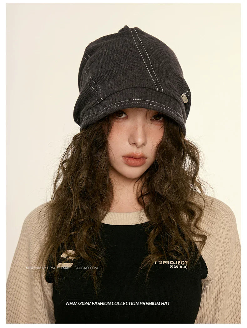 YORSOY Casual Face Small Bag Head Pile Cold Hat