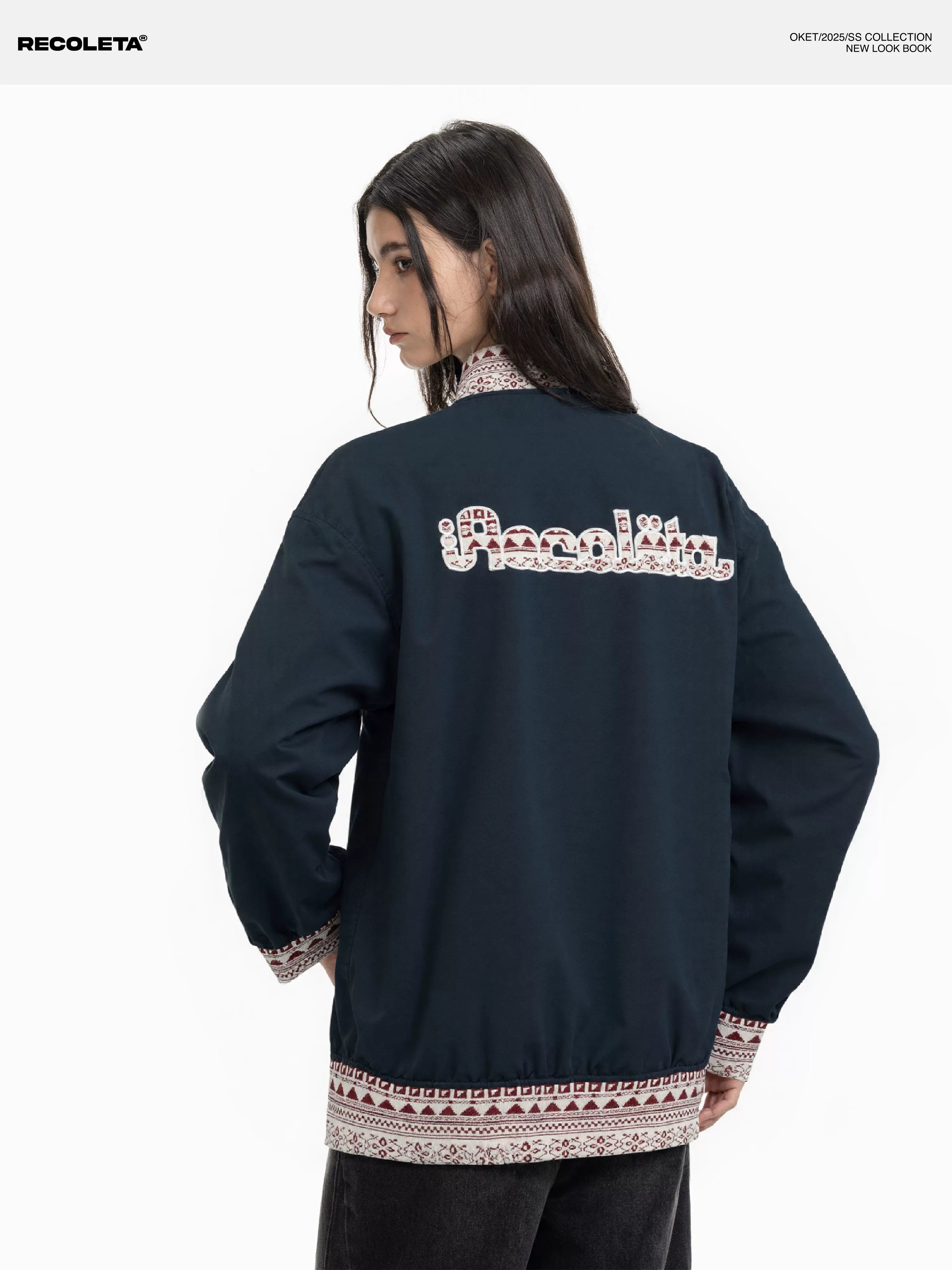 RECOLETA New Chinese Patchwork Baseball Collar Jacket