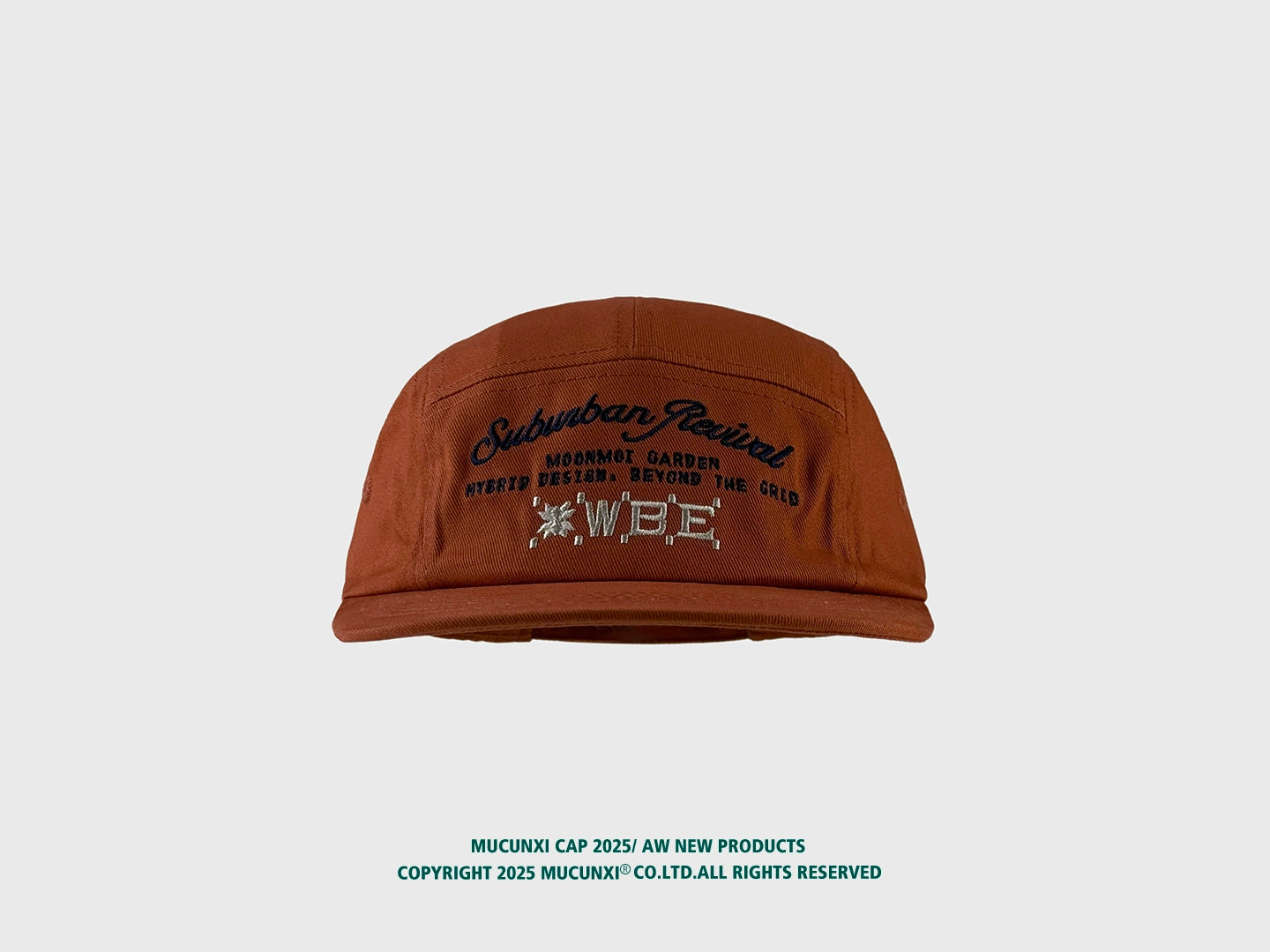 MUCUNXI Korean Designer Letter Embroidered Five-Panel Plaid Cap