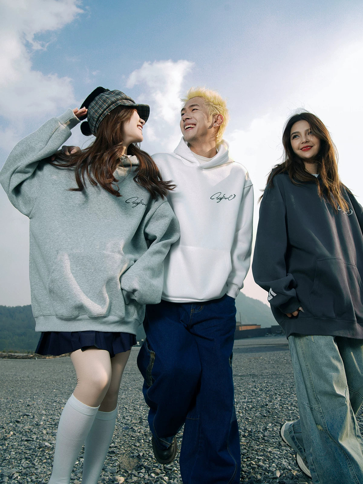 sostine Letter Design Hooded Couple Jacket