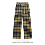 HTTAOSUP Retro Plaid Wide-Leg Pants