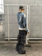 noEmosen KNIGHT Spray Tiger Pattern Denim Jacket