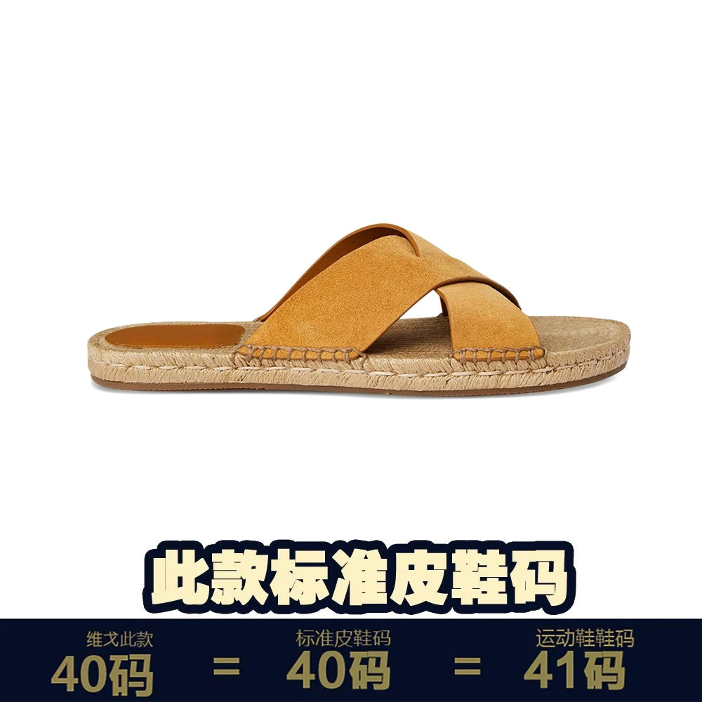 voguhomme Casual Outdoor Hemp Braided Cowhide Beach Shoes