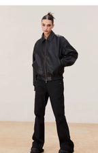 KREATE Vintage Matte Textured Split Shoulder Pu Leather Jacket