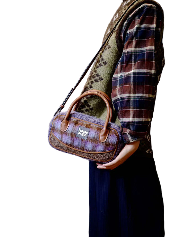 HouseDesign Retro Woolen Crossbody Bag