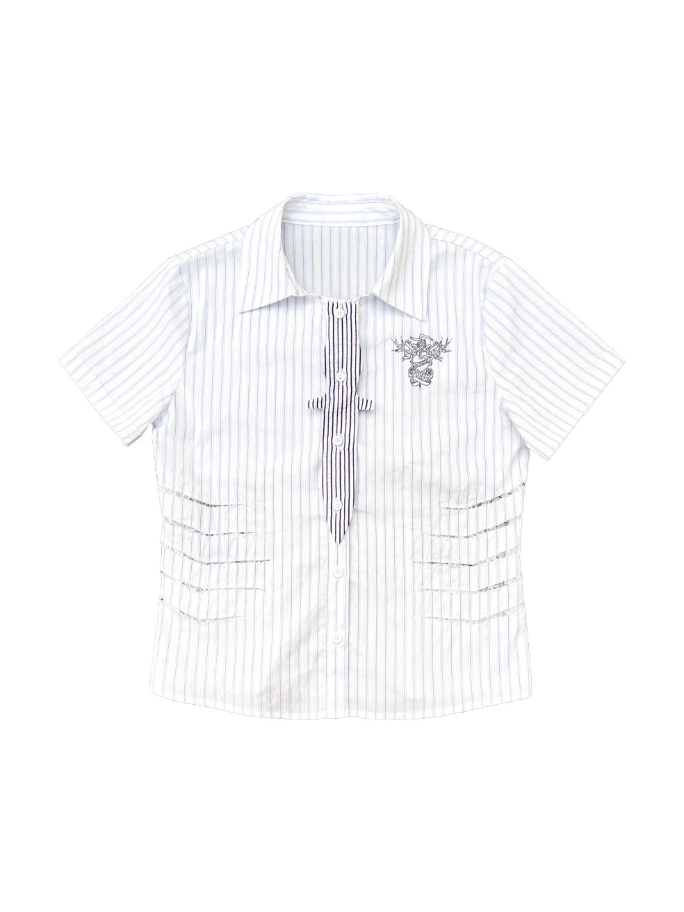 CHAI Lace Dagger Splicing Waist Shirt Tee