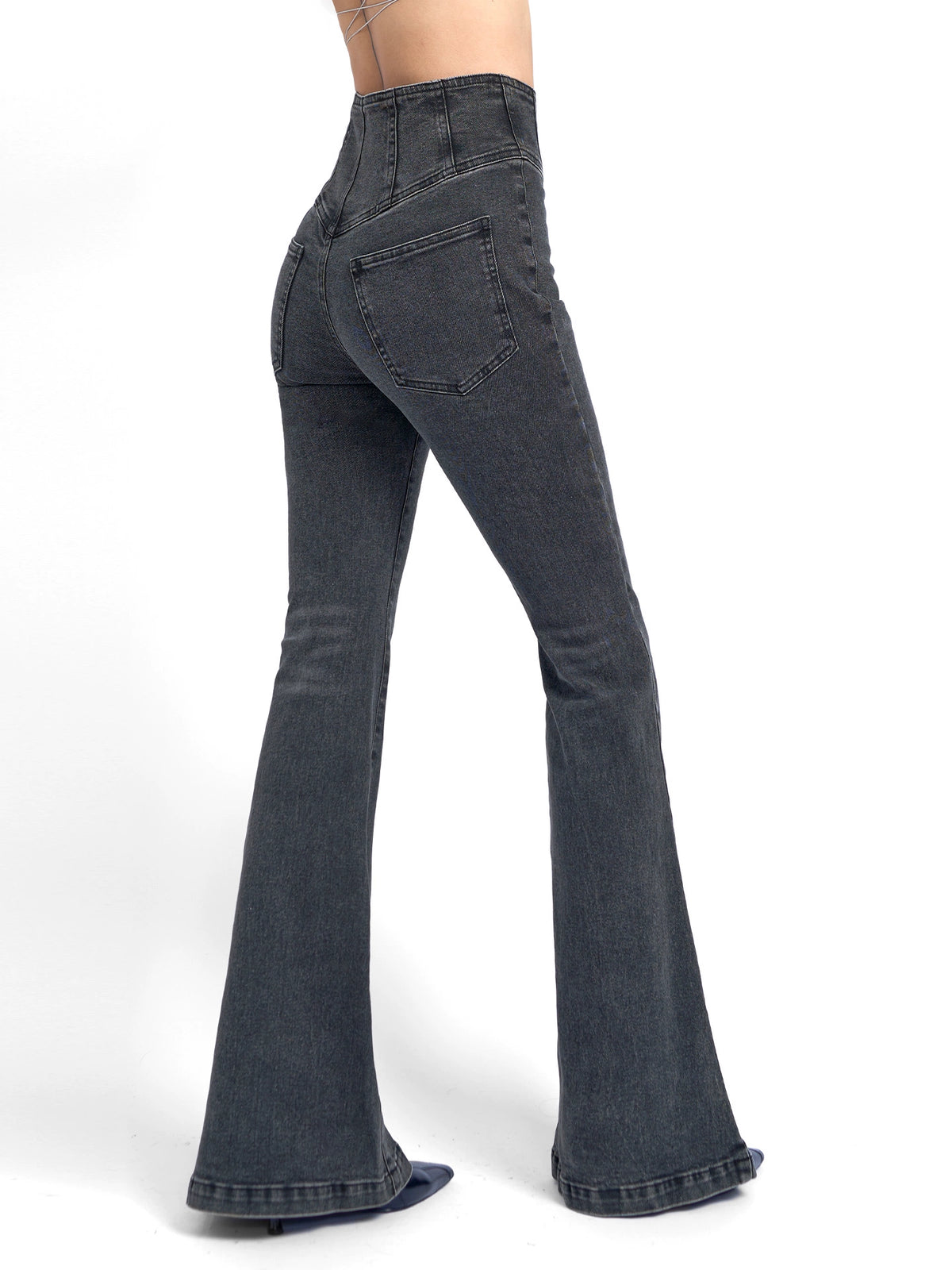 ABMY® V-Waist Herringbone Flared Jeans